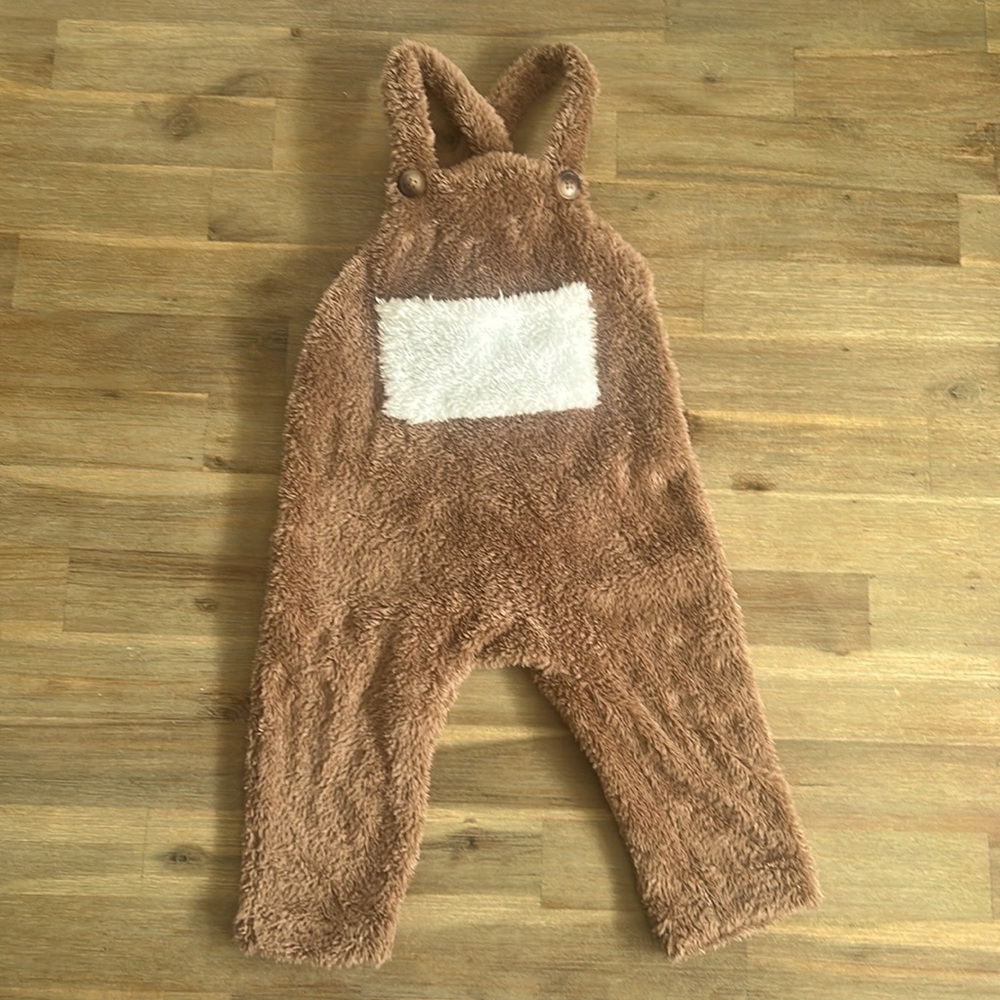 Plush overalls with front pocket